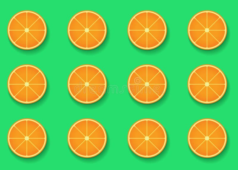 Bunte klare Hintergrundfarbe mit orange Frucht der Draufsicht schneidet Muster Modisches modernes Pop-Arten-Design des Vektors vektor abbildung