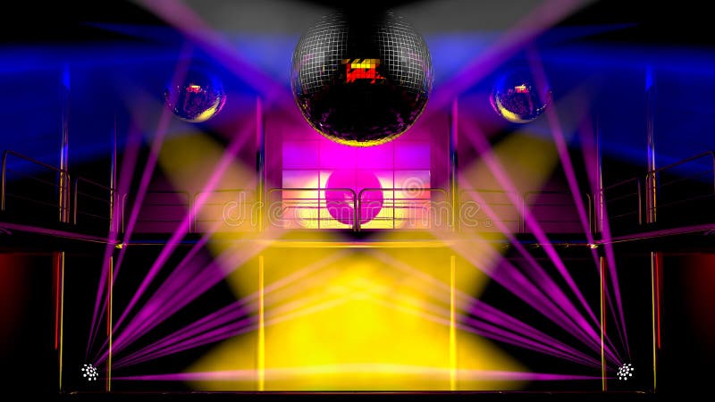 Bunte Leuchten des Nachtclubs und Discokugeln vektor abbildung Bunte Leuchten des Nachtclubs und Discokugeln vektor abbildung
