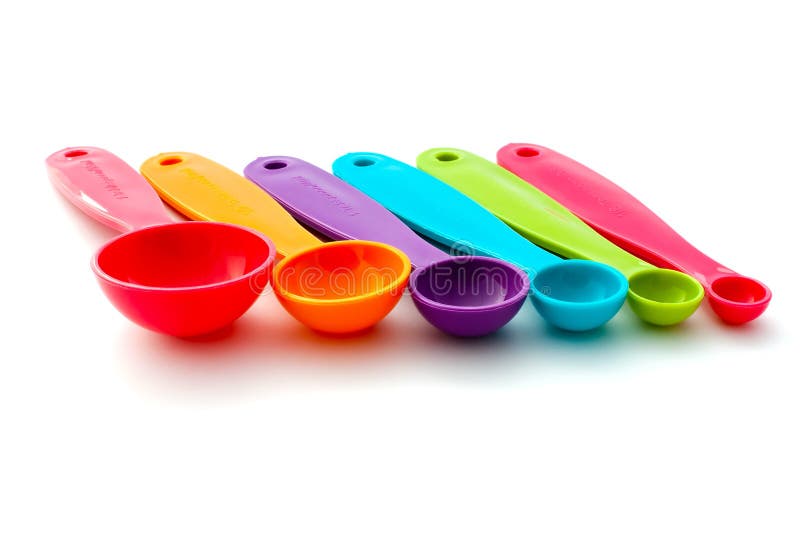 Bunte Messlöffel stockbilder