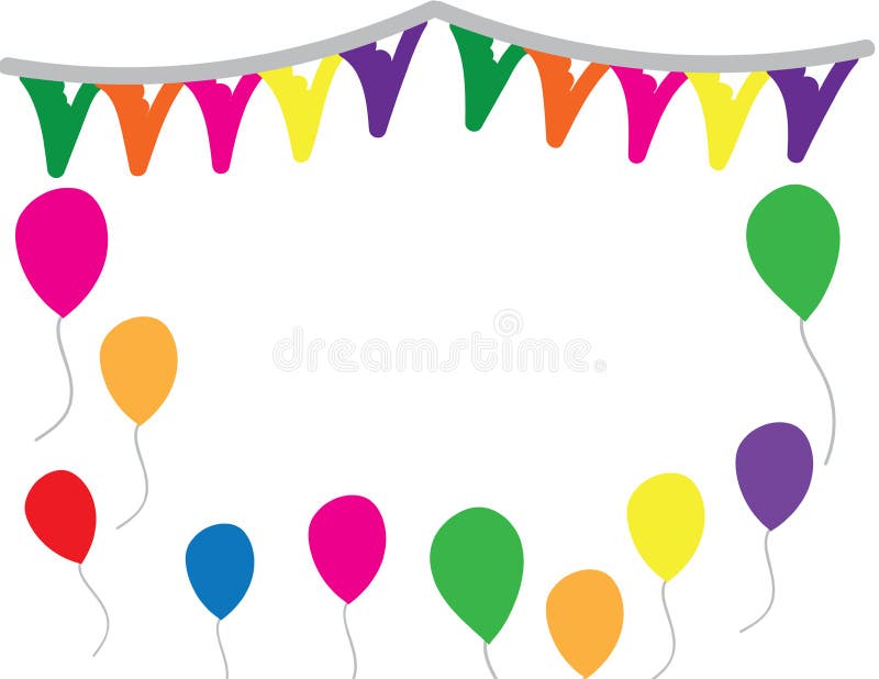 Bunte Parteiballone und Flaggenhintergrund vektor abbildung Bunte Parteiballone und Flaggenhintergrund vektor abbildung