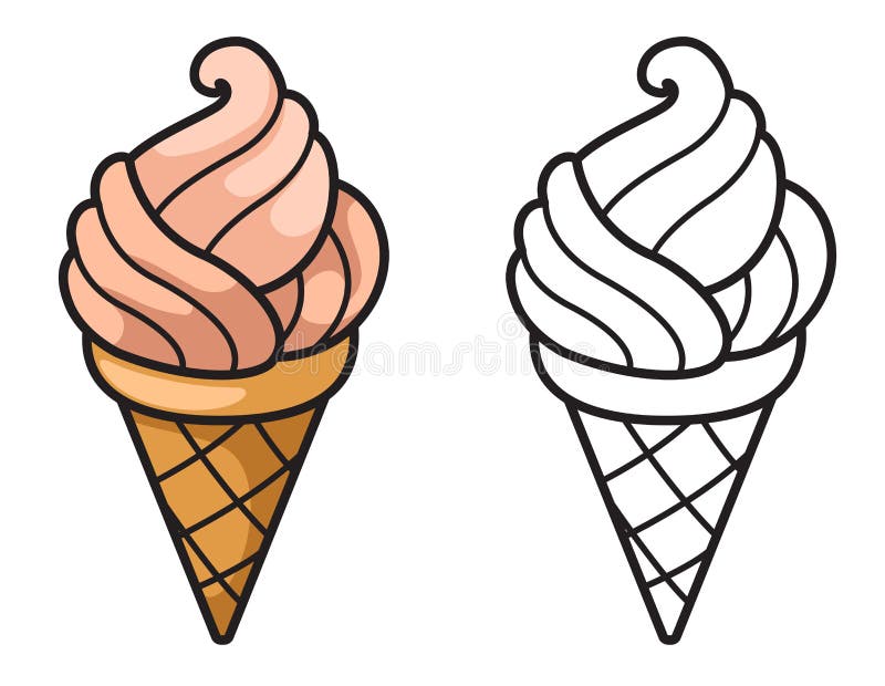 Bunte und Schwarzweiss-Eiscreme für Malbuch stock abbildung