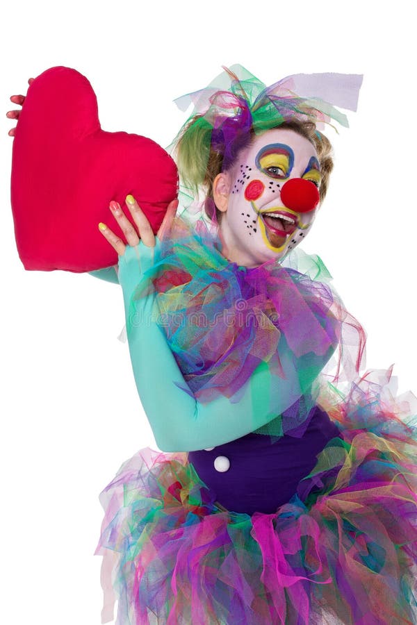 Bunter Clown mit Herzen stockfotografie Bunter Clown mit Herzen stockfotografie