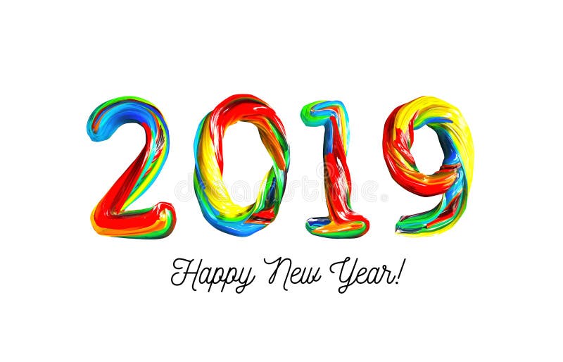 Bunter 3d Text 2019 Glückwünsche auf dem neuen Jahr 2019 lizenzfreie abbildung