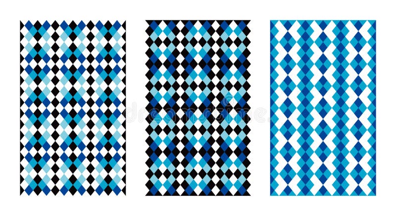 White, black and blue geometric patterns. White, black and blue geometric patterns.