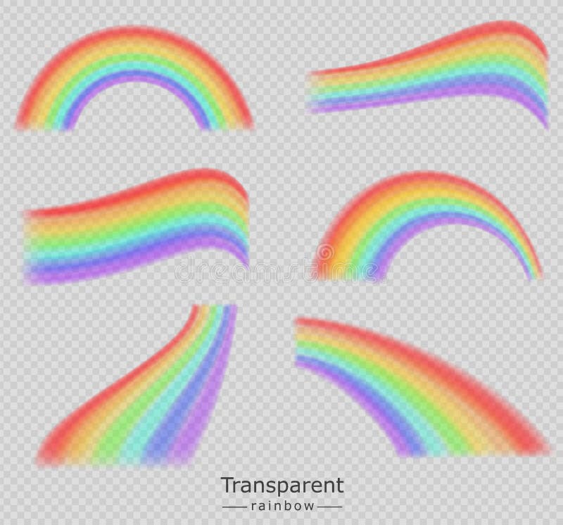 Bunter Regenbogensatz-Sammlung Vektor realistisch Transparente Hintergrundschablonen
