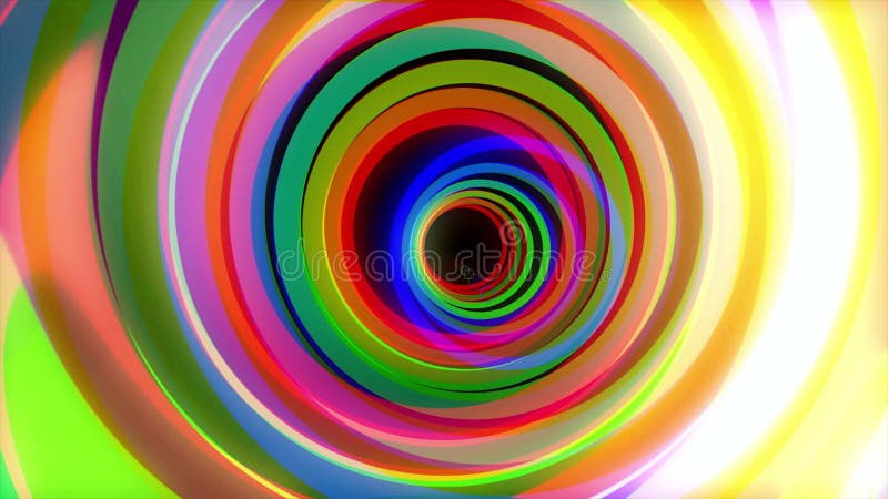 Bunter Tunnel Animation des Fluges durch Farbkreise Festzelt-Glühen-bunte Ring-psychedelische Tunnel-Fahrbewegung