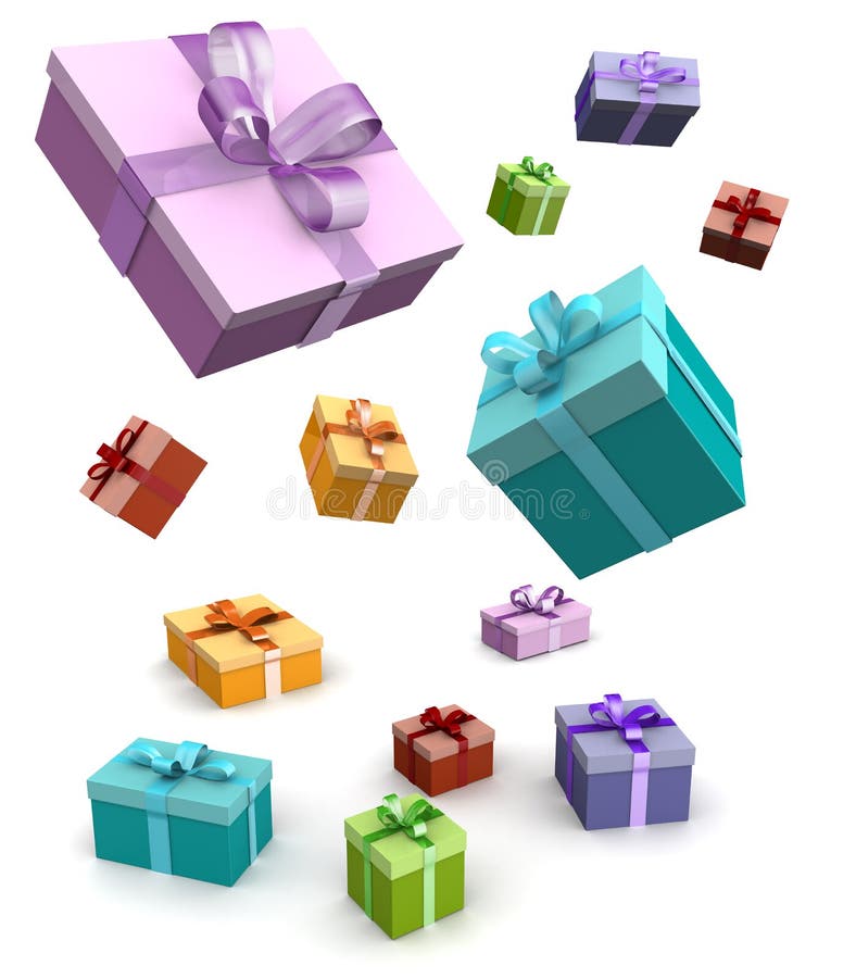 Buntes Geschenkkastenfallen lizenzfreie abbildung