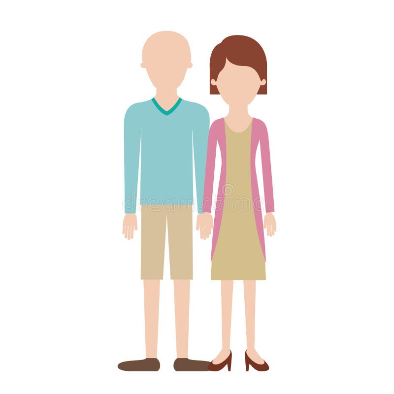 Buntes Schattenbild und er der gesichtslosen Paare mit T-Shirt langärmligen und kurzen Hosen und Schuhen mit Hoch verblassen Haar vektor abbildung Buntes Schattenbild und er der gesichtslosen Paare mit T-Shirt langärmligen und kurzen Hosen und Schuhen mit Hoch verblassen Haar vektor abbildung