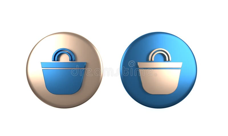 Buntes Strandsack-Icon isoliert auf weißem Hintergrund. Darstellung der Kreisschaltfläche 3D stock abbildung