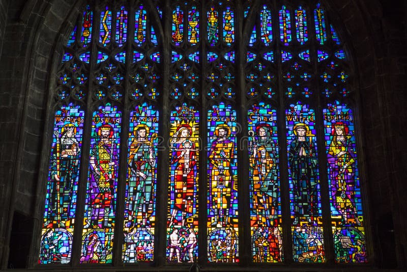 Buntglas-Fenster in Chester Cathedral stockbilder Buntglas-Fenster in Chester Cathedral stockbilder