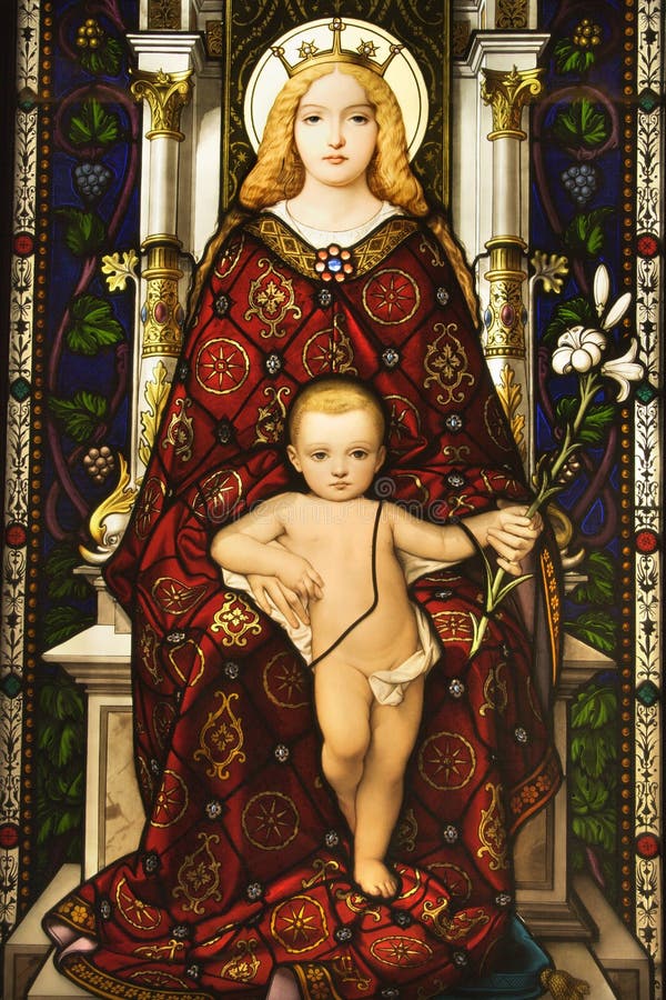 Buntglas-Fenster von Madonna und von Kind