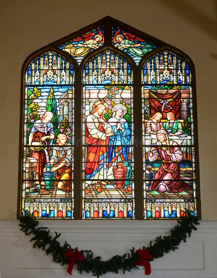 BuntglasFenster Von St Paul Episkopale Kirche Stockfoto