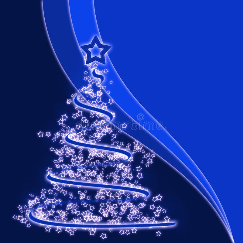 Albero Natale Stilizzato Con Luci Buon Natale Con Un Albero Di Natale Stilizzato Su Sfondo Blu