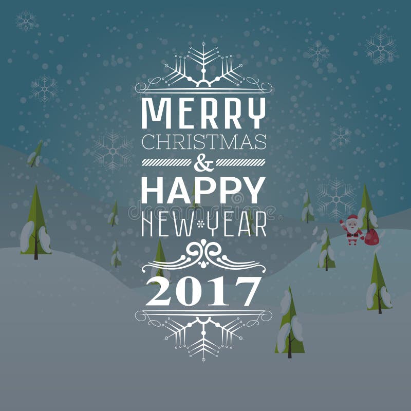 Buon Natale della cartolina d'auguri o dell'invito e buon anno 2017 con il Babbo Natale e borsa con i regali royalty illustrazione gratis Buon Natale della cartolina d'auguri o dell'invito e buon anno 2017 con il Babbo Natale e borsa con i regali royalty illustrazione gratis