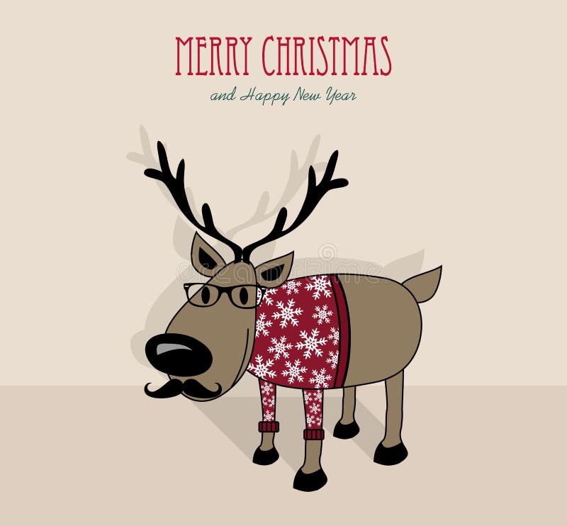 Buon Natale e renna dei pantaloni a vita bassa del buon anno royalty illustrazione gratis Buon Natale e renna dei pantaloni a vita bassa del buon anno royalty illustrazione gratis