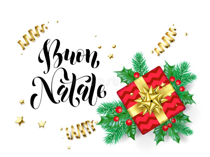 Buon Natale Greetings Italian.Buon Natale Merry Christmas Italian Holiday Hand Drawn Quote Calligraphy Greeting Card Background Template Vector Christmas Tree Stock Vector Illustration Of Decoration Natale 104431475