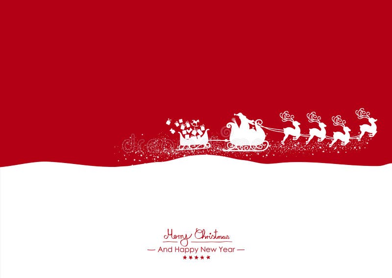 Buon Natale - Santa Claus bianca volante con la renna su rosso illustrazione vettoriale Buon Natale - Santa Claus bianca volante con la renna su rosso illustrazione vettoriale