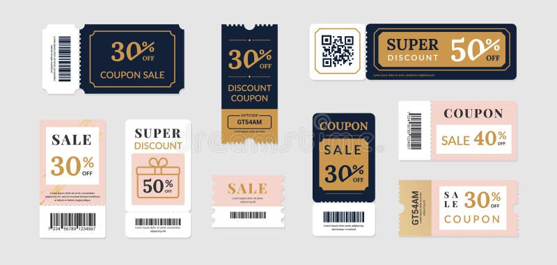 Buoni di vendita. coupon beckup design per la vendita e per gli eventi regalo nella raccolta di biglietti scontati sui social medi