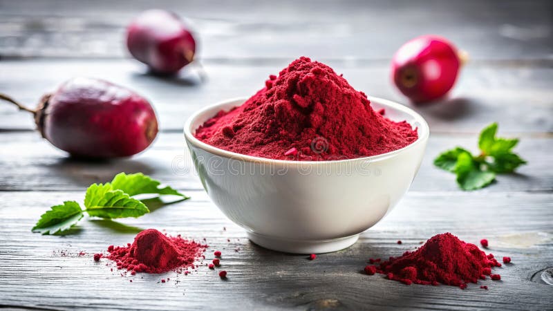 Burak w proszku Superfood Widok na zbliżenie Biała Bowl Odsłania odżywcze Powerhouse ilustracja wektor