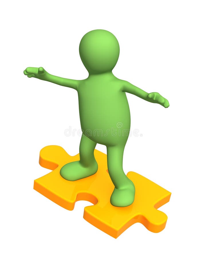 burattino della persona 3d che fa scorrere sul puzzle della fetta royalty illustrazione gratis burattino della persona 3d che fa scorrere sul puzzle della fetta royalty illustrazione gratis