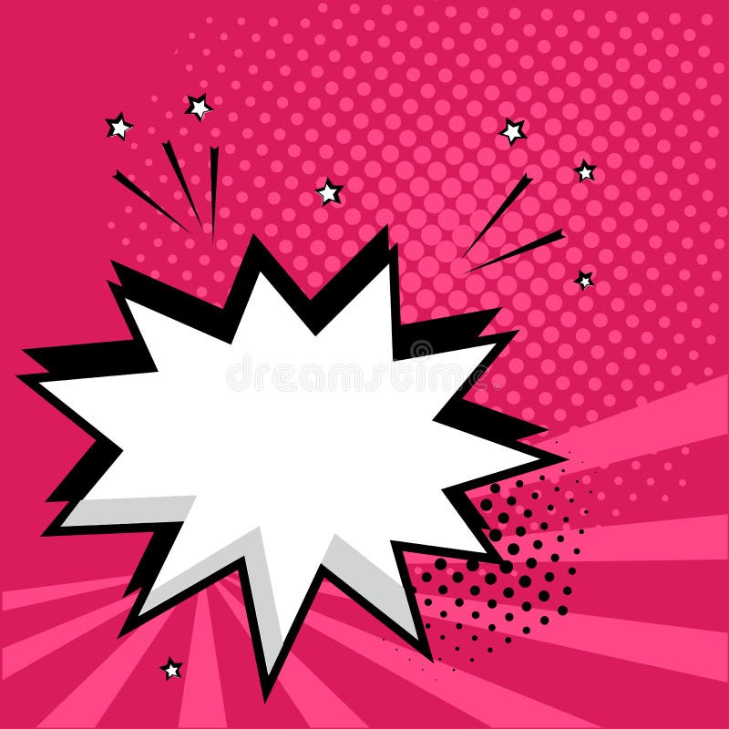 Burbuja c?mica del discurso vac?o blanco con las estrellas y los puntos Ejemplo del vector en el estallido Art Style ilustración del vector Burbuja c?mica del discurso vac?o blanco con las estrellas y los puntos Ejemplo del vector en el estallido Art Style ilustración del vector