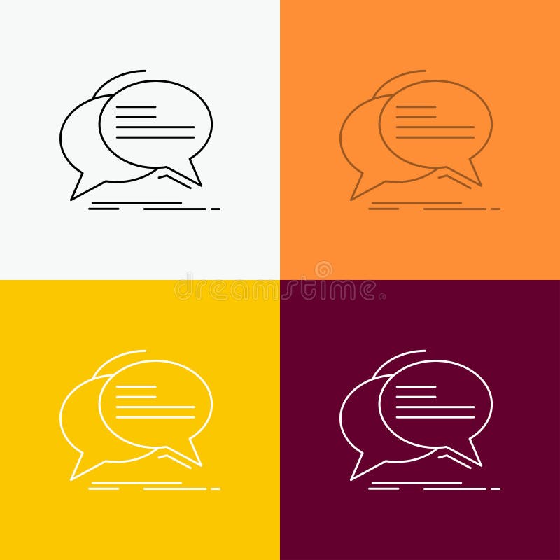 Burbuja, charla, comunicación, discurso, icono de la charla sobre diverso fondo L?nea dise?o del estilo, dise?ado para la web y e stock de ilustración Burbuja, charla, comunicación, discurso, icono de la charla sobre diverso fondo L?nea dise?o del estilo, dise?ado para la web y e stock de ilustración