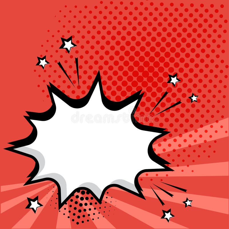Burbuja vacía blanca del discurso en fondo rojo Efectos sonoros cómicos en estilo del arte pop Ilustración del vector stock de ilustración Burbuja vacía blanca del discurso en fondo rojo Efectos sonoros cómicos en estilo del arte pop Ilustración del vector stock de ilustración