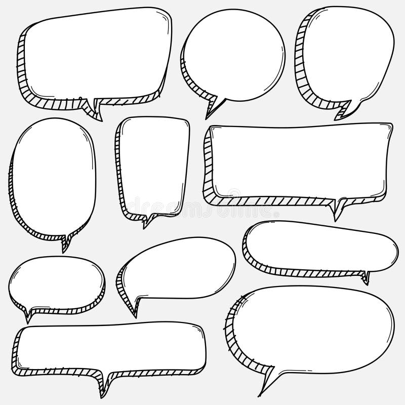 Burbujas dibujadas mano fijadas El globo cómico del estilo del garabato, nube formó elementos del diseño libre illustration Burbujas dibujadas mano fijadas El globo cómico del estilo del garabato, nube formó elementos del diseño libre illustration