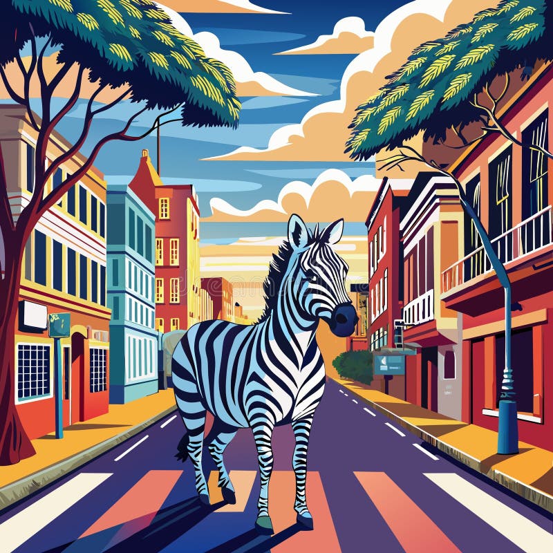 Burchells zebra-inspirerad gatuvektor royaltyfri illustrationer