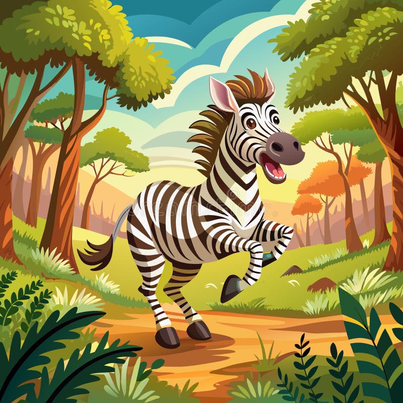 Burchells zebra joyful kör skogsvektor royaltyfri illustrationer