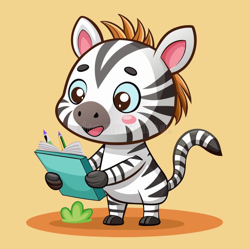Burchells zebra lär sig vektor kawaii vektor illustrationer