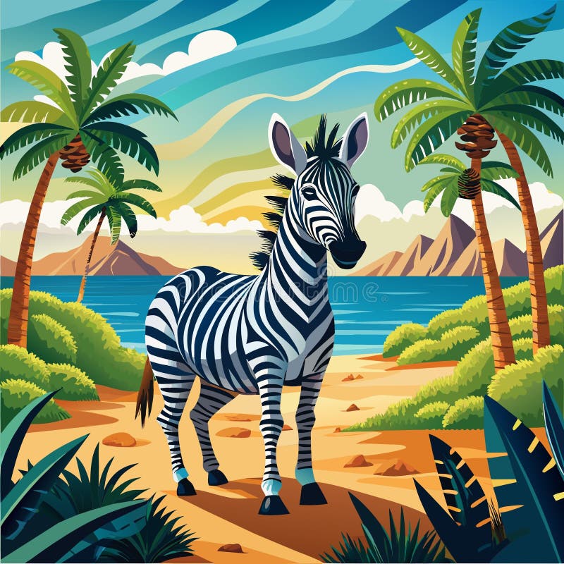 Burchells zebra-skrämda avläsningsvektor royaltyfri illustrationer