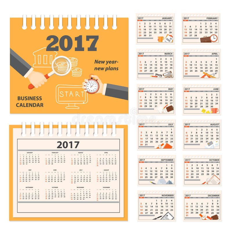 mogelijkheid herfst Woordenlijst Bureau Bedrijfskalender 2017 Jaar Vector Illustratie - Illustration of  beeld, tijdschema: 76436947