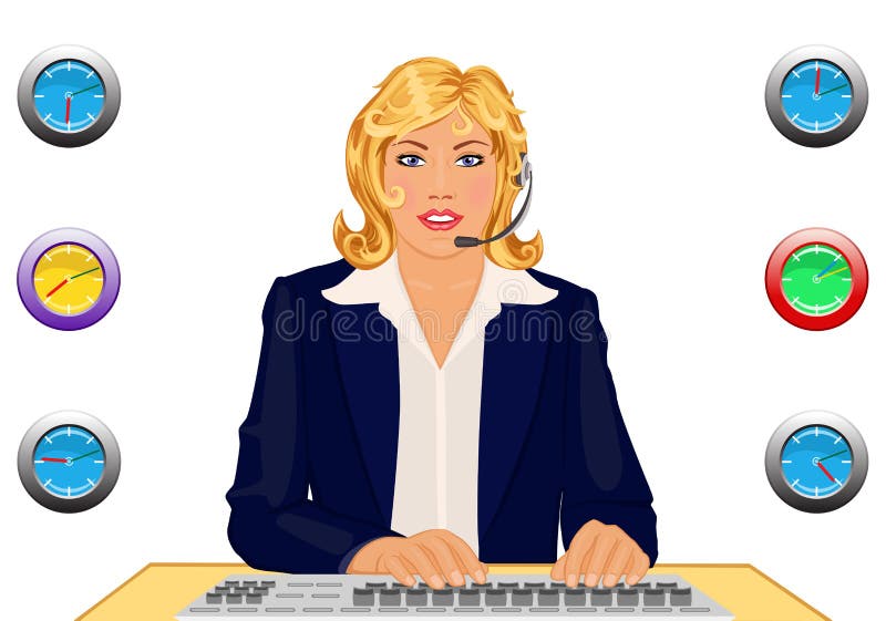 Bureau de support à la clientèle 24 heures illustration de vecteur