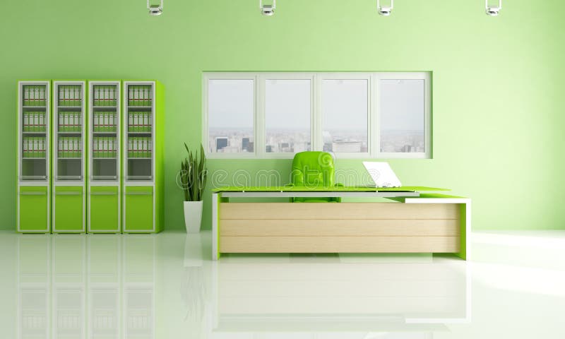 Bureau moderne vert illustration libre de droits Bureau moderne vert illustration libre de droits
