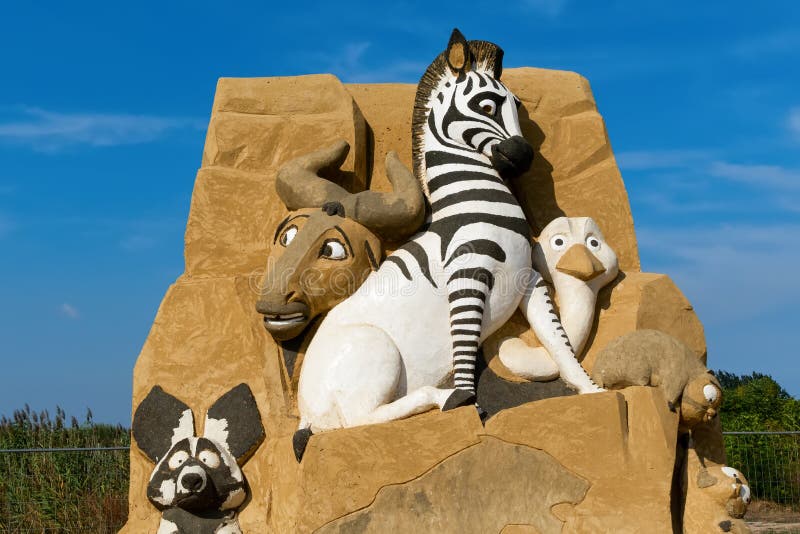 BURGAS, BULGARIA - AUGUST 20, 2016: Festival of Sand Sculptures in the Sea Garden of Burgas. BURGAS, BULGARIA - AUGUST 20, 2016: Festival of Sand Sculptures in the Sea Garden of Burgas.