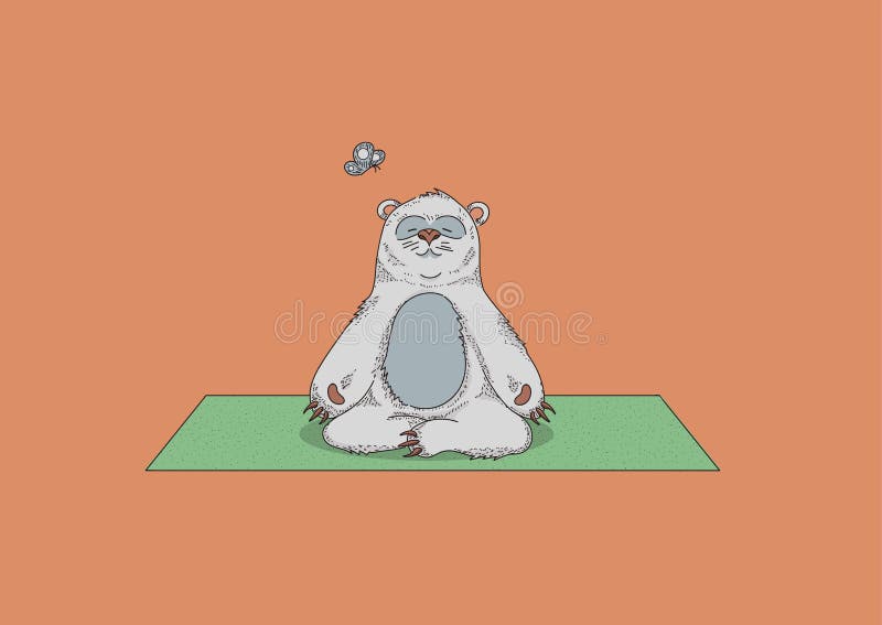 Cute bear looking a bit like  a sloth doing yoga