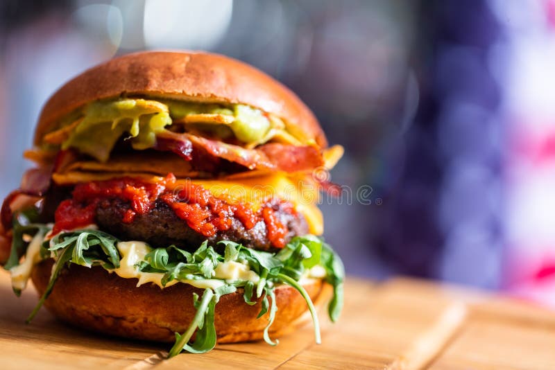 Burger in American Restaurant Stock Image Image of lunch, spicy
