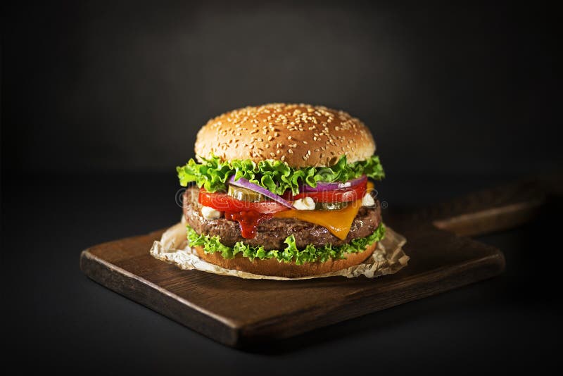 Burger with beef and cheese royalty free stock images
