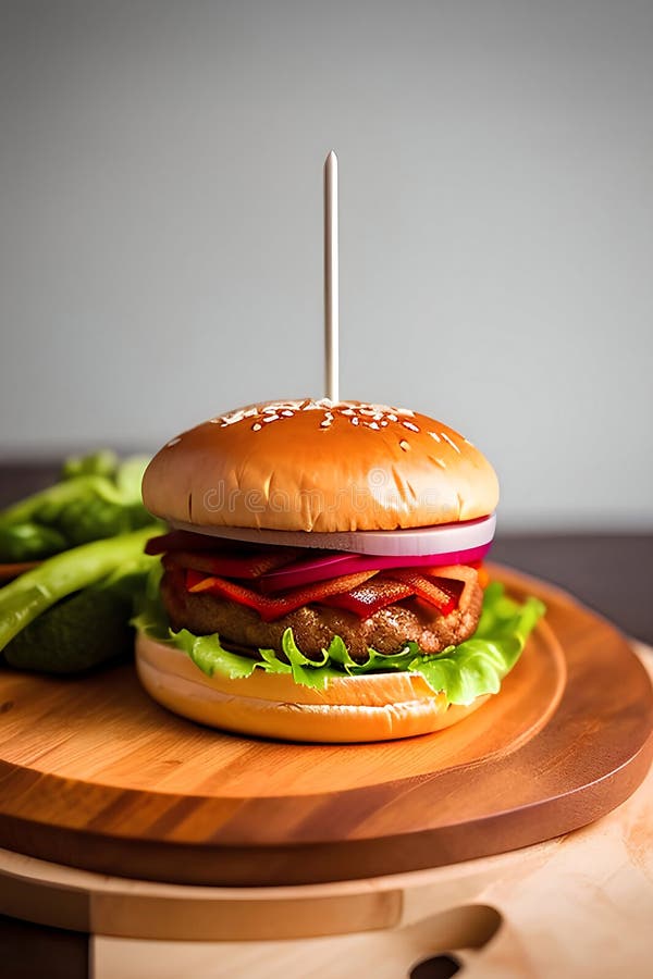 A Burger with a Bun and Lettuce on it Stock Illustration Illustration