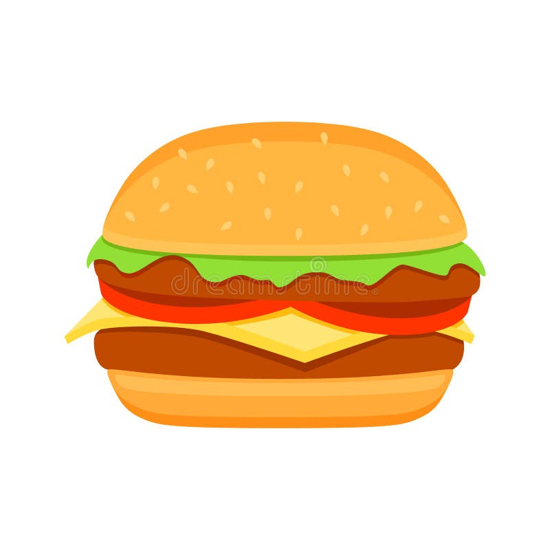 Burger Colorful Vector Cartoon. Fast Food Burger Vector Clipart Icon Stock  Vector - Illustration of snack, food: 123335524