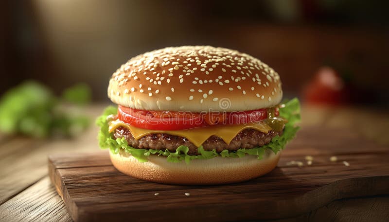Burger cu apă gură prezentat pe platouri din lemn royalty free stock image