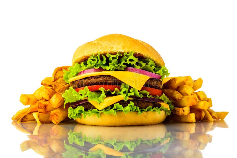  Burger and french fries stock image Image of isolated 