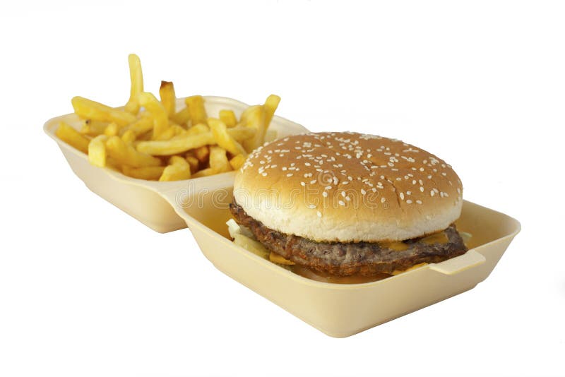 Burger and fries. stock images