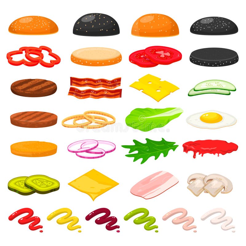 Burger ingredients set