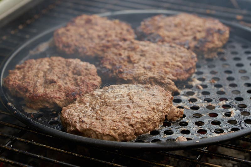 Burger Organic Beef Cutlet Fried and Cooked on the Grill Stock Photo