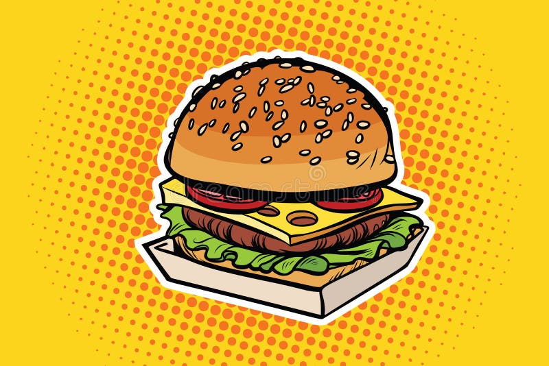 Burger pop art illustration