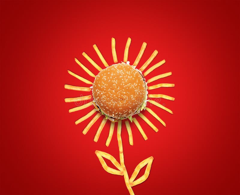 Burger Box with Flower on Light Pink Background. Stock Image - Image of  organic, kind: 188594709