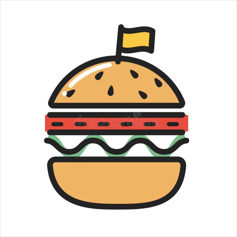 BURGER Thin Line Icon Isolated on White Background Stock Vector