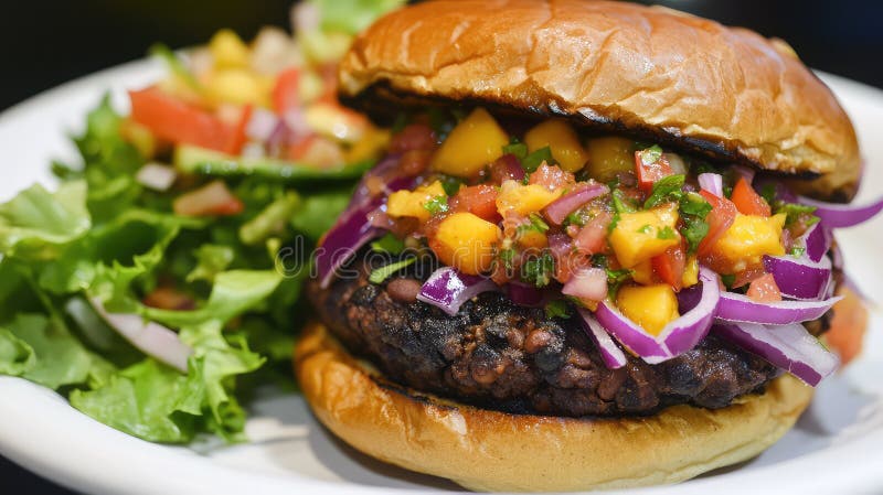 Burger vibrant de fasole neagră stock illustration